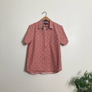 Eighty Eight Platinum Short Sleeve Casual Button Down Cotton Shirt Mens Sz Large